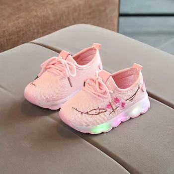 Bērnu led gaismas apavi zēniem zābaki ir 2021. rudens meitene elpojošs gaismas apavi bērnu čības gaismas