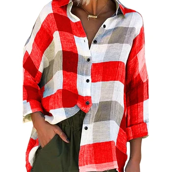 2020. Gadam, Sievietēm, Blūzes Karstā Pārdošanas Izcilas Kvalitātes Flaneļa Red Pleds Sieviešu Krekls Kokvilnas Ikdienas Krekls Ar Garām Piedurknēm Topi Dāma Drēbes