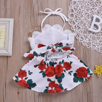 Emmababy Jaundzimušais Baby Girl Vasaras Apģērbs Ziedu Mežģīņu Piedurknēm Backless Hollowing No Pārsējs Romper Sunsuit Tērpiem