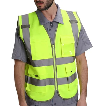 Puimentiua Augstas redzamības atstarojoša drošības veste darba atstarojoša veste multi-kabatas kombinezoni drošības vestes vīriešu drošības veste