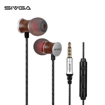 SIVGA M008 Koka Austiņas In-Ear HiFi Stereo HIFI Stereo Vadu Earbuds pie Auss liekamais skaļrunis ar Mikrofonu Dinamiskās