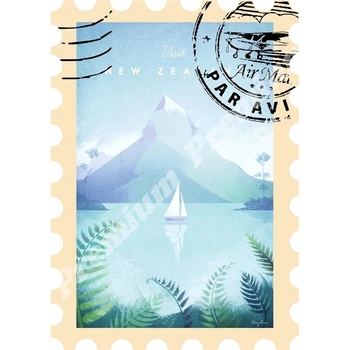 Jaunzēlandes suvenīru magnēts vintage ceļojumu plakāts