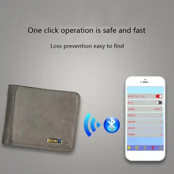Vīrieši Retro Maciņš PU Ādas Bluetooth Smart Kabatas Anti Zaudēja Finder GPS atrašanās vietas Noteicējs USB Uzlādes Izsekošanas Īss Maki