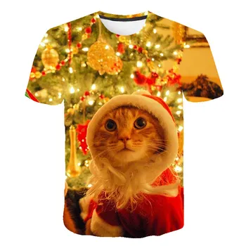 Smieklīgi Jauniešu T-Krekls ar Īsām Piedurknēm Ziemassvētku Topi Vasaras T Krekli, Bērnu Apģērbi Zēns Tshirts 3D Iespiesti Meitene 4-14 Gada O-veida Kakla Topi