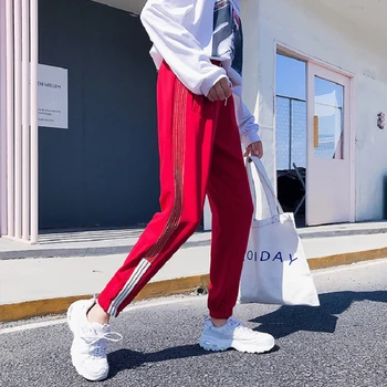 Harēma Bikses hip hop modes liels izmērs S-2XL zaudēt rāmja kājas tīrtoņa krāsu Potītes Garuma Bikses sieviešu pāris Harajuku bikses