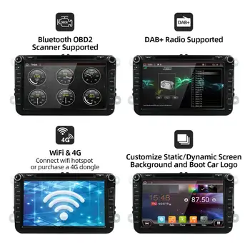 Bosion Android 10 Auto DVD atskaņotājs, GPS Navigācija, Auto Radio Volkswag/Golf/Tiguan/Skoda/Seat/Altea/Skoda Wifi, Bluetooth RDS DSP