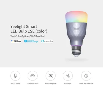 Yeelight 1SE LED Smart Spuldzes E27 6W RGB Bezvadu Balss Vadība, Krāsains Gaismas 100-240V Darbu par Google Palīgs SmartThing Alexa