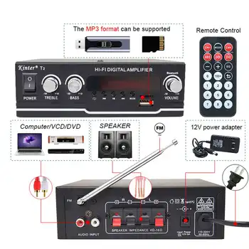 Mini HIFI 60W 220V Audio Pilnvaras Pastiprinātājs Mājas Kinozāles Audio Pastiprinātāji ar Tālvadības pulti Atbalsts FM USB bluetooth SDCards