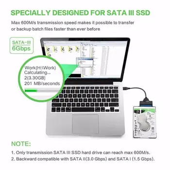 USB 3.0 SATA 3 Kabeli, Sata USB 3.0 Adapteris, līdz Pat 6 gb / s Atbalsts 2.5 Collu Ārējo SSD HDD Cieto Disku 22 Pin Sata III Kabeli