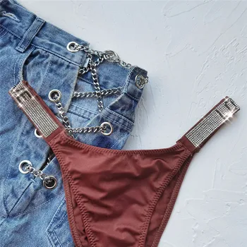 Sieviešu Biksītes Sandales Vēstuli Rhinestones Jostas G-String Modes Mazstāvu Tanga Bikses Biksītes Sexy T-Atpakaļ String Apakšveļu