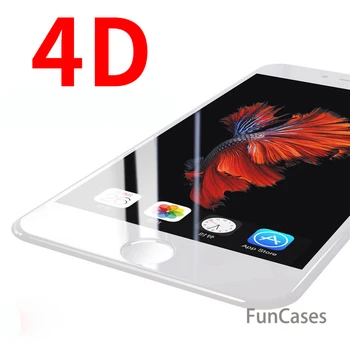 4D 9H Izliektas Malas Pilnībā Segtu Rūdīts Stikls iPhone 7 6 S 6S Plus Premium Ekrāna Aizsargs, Rūdīts seguma Pār 3D