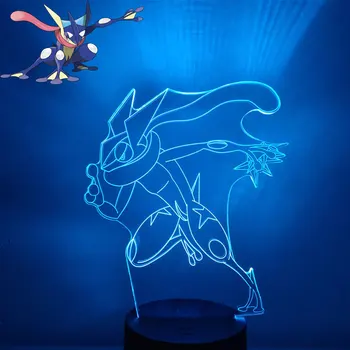 Pokemon Greninja Rīcības Attēls 3D Anime Nakts Gaismas Bērniem Rotaļlietas Atdzist Pokemon Monster PVC Statuetes Modelis Kolekcionējamus Dāvanas