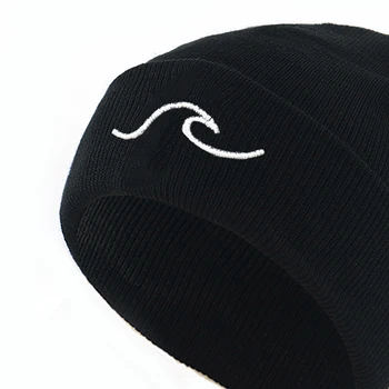 Japāņu okeāna viļņu izšuvumi beanie cepure kokvilna elastīga melna hip hop beanies vīriešu un sieviešu modes trikotāžas klp pasūtījuma cepures