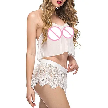 Dāmas Sexy Sleepwear Uzstādīt Bez Piedurknēm Siksniņa Naktsveļu Satīna Mežģīnes Apdari Cami Top Pajama Komplekti Pārredzamu Drukas Cami Šorti A40