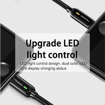 MCDODO 2.4 LED USB Kabelis, Auto Atvienojiet Ātri, Lādētājs, Telefona Datu Kabeli, Lai iPhone 12 11 Pro X XR XS MAX 8 7 6s 6 Plus iPad Gaisa