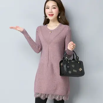 Fy3235 2020. gada pavasarī, rudenī, ziemā jaunā sieviešu modes gadījuma silts jauks Džemperis sieviete sieviete OLA ziemas kleita ar garām piedurknēm adīt augšu