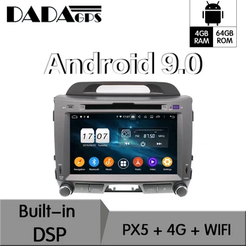 Android 9.0 4+64GB px5 Iebūvēts DSP Auto multimediju DVD Atskaņotājs, GPS, Radio KIA SPORTAGE 2010-2016 GPS Navigācija, stereo Video