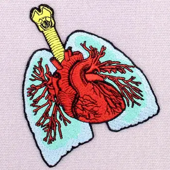 Embird Izšūti plāksteri nozīmītes Plaušu un Sirds ceo draudzīgu roku darbs 3D piešūt appliques apģērbu plāksteris