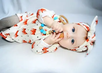 Jaunu 2020. gadam, modes jaundzimušais meitene drēbes ar garām piedurknēm fox printed kleita+galvas 2gab/uzvalks zīdaiņu apģērbu komplekts Tērpiem