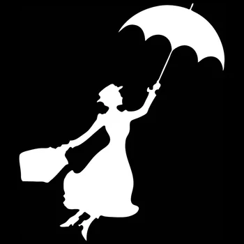 Volkrays Modes Auto Uzlīme Mary Poppins Piederumi Atstarojošs Ūdensizturīgs Sauļošanās Vinila Decal Melna/Sudraba,17cm*14cm
