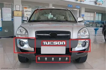 Priekšējo, Aizmugurējo buferi ABS Chrome Piederumi Gaismas Spīdumu, melns, LOGO apdari par Hyundai Tucson 2005-2012 auto-stils aksesuāri