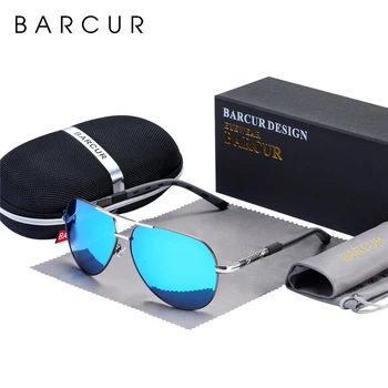 BARCUR Modes Brilles Karstā Stila Vīriešu Polarizētās saulesbrilles UV400 Aizsardzība Braukšanas Saule Stikla Vīriešu Oculos De Sol