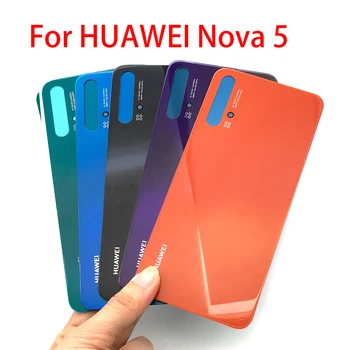 Par Huawei Nova 5 Atpakaļ, Stikla Vāks Huawei Nova 5T 5t Aizmugurējo Durvju Nomaiņa Akumulatora korpusa Vāka Aizmugurējās Mājokļu