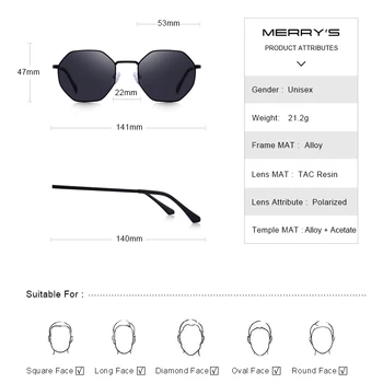 MERRYS DIZAINA Sieviešu Modes Laukumā Polarizētās Saulesbrilles, Dāmas Trending Saulesbrilles Astoņstūra Rāmis UV400 Aizsardzība S8319