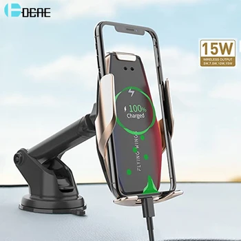 15W Bezvadu Automašīnas Lādētājs Infrasarkanais Sensors, Automātiskās Spriegošanas Qi Ātrās Uzlādes Mount Holder iPhone 12 11 XS 8 Samsung S20 S10