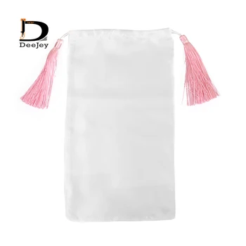 18x30cm baltu, rozā, melnā jaunava, matu pagarināšana iepakojuma satīna zīda maisiņā ar luksusa pušķi dāvana matu skaldīšanas iepakošanas somas