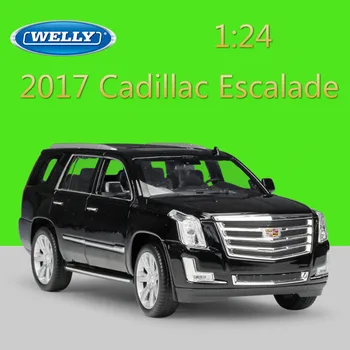 WELLY 1:24 Lējumiem Simulators Modeļa Automašīnas 2017 Cadillac, ko iesniegusi escalade SUV Metāla Rotaļu Automašīnas Rotaļlietas Bērniem Dāvanu Kolekcija Apdare