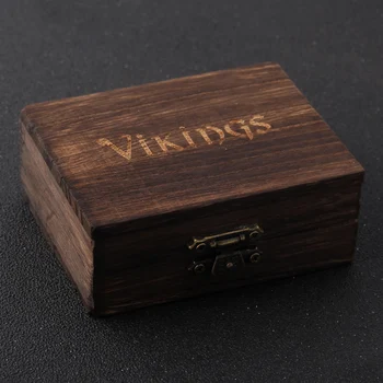 Tiešām Mazas rotaļu Vikingi Cirvis Koka rokturis ar Dzelzs Cirvi un Vikingu koka kaste kā dāvanu