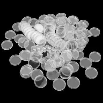 200 Gabali Monētu Kapsulas, Apaļas Plastmasas Monētu Turētājs Gadījumā - Uzglabāšanas Organizators Kolekcija Piederumi (21 mm)