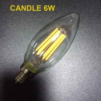 4Pack Aptumšojami E12 6W E14 LED Pavedienu Svece Edison COB LED Svečturi, Lampas Nomaiņa 40Watt 60w Kvēlspuldze Bulb