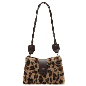 Rudens un ziemas jauno leopard print plīša underarm soma Modes sieviešu soma viena-pleca soma saulespuķu plīša spilvenu