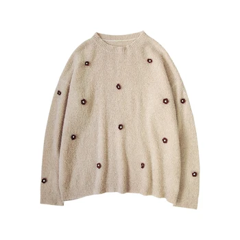Imakokoni oriģināls dizains, šūšana mazo ziedu plāna sadaļu, savvaļas džemperis džemperis 2019 jauna rudens 192791