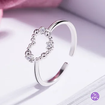Mīlestība Sirdī uzstādīt 925 Sterling Sudraba gredzens sievietēm Auskari rokassprādze Zircon Kaklarota noteiktas Četras Gabals, kas Mīlestību Sirdī Uzvalks rotaslietas