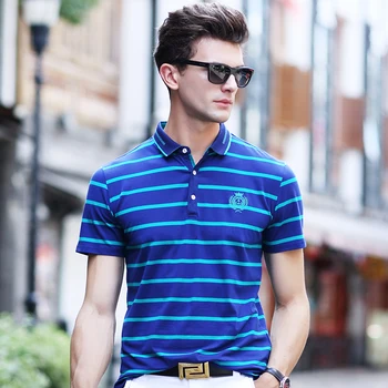 DŽUNGĻU ZONĀ tīrtoņa krāsu Svītrains Polo Krekls Modes Vīrieši 2018 augstākās Kvalitātes Vasaras Īsām Piedurknēm Polo Vīriešu Zīmolu POLO 8097