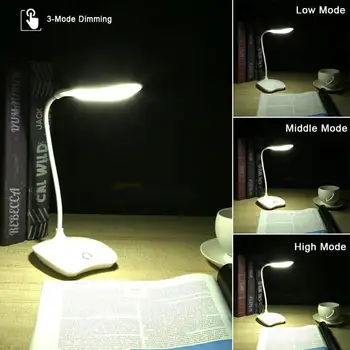 14 LED 3 Režīmu Regulēšana Lasīšanas Gaismas Leņķis Elastīgu Galda Galda Lampa ar Klipsi mājā, Birojā, Skolā Touch Galda Lampa Nakts Gaisma