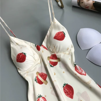 Nightgowns Sieviešu Spageti Siksnas Piedurknēm Drukāts Sexy Sweet Sieviešu Brīvā Laika Sleepwear Mājas Apģērbu Ins Jauna Eleganta Regulēšana