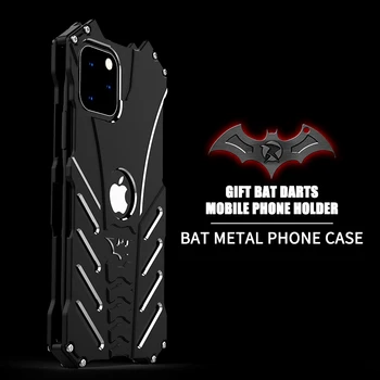 Bat Bruņas Smagās Putekļu Vāciņa, vai Tālrunis Gadījumā, Iphone 11 11Pro 11 Pro MAX Izturīgs Metāla, Alumīnija Triecienizturīgs Spēcīgs Statīvs