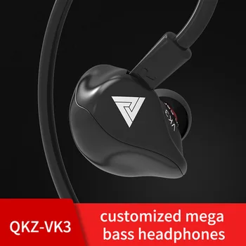 3.5 mm QKZ VK3 Dual Drive Stereo spēle Vadu Austiņas In-Ear mp3 mp4 PC HiFi Mūzika Austiņu vīriešu Sporta Austiņas ar Mic