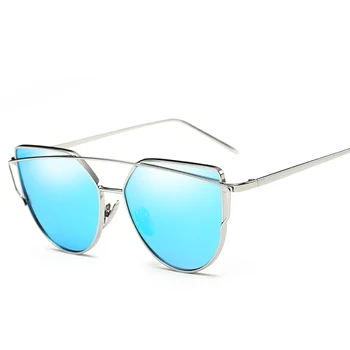 Modes UV400 Slīpumu, Saulesbrilles Sievietēm, Vīriešiem 2018 Vintage Optisko Kaķu Acu Spogulis Zīmola Dizainere Metāla Klasiskās Brilles Brilles