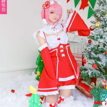 Ram Nem Ziemassvētku Cosplay Apģērbs Japāņu Anime Re:Lofe citā Pasaulē no Nulles Meitene Kleita Cosplay Vienotu Vestidos
