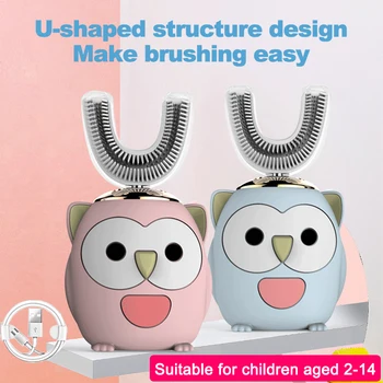 Smart 360 Grādiem U-formas Elektriskā zobu Suka Bērniem, Bērnu Elektriskā zobu Suka Silikona Automātiskā Ultraskaņas Zobu Zobu Suku