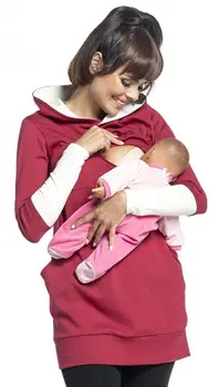 Dzemdību Grūtnieces Aprūpes garām Piedurknēm ar Krūti pelēkā vārna Rudens Ziemas Topi Džemperis Top Džemperis Ikdienas Krekli 2XL