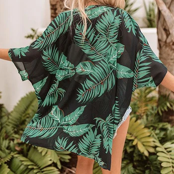 Vasarā Sievietēm, Topi, Seksīgs Modes Drukāt Trīs Ceturtdaļu Piedurknēm Kimono Beachwear Boho Sauļošanās Sieviešu Apģērbu Jaciņa