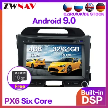 PX6 4+64 Android 9.0 Automašīnas Radio, DVD Atskaņotājs, Multivides Stereo KIA SPORTAGE 2010-2016 Audio, Video, stereo, GPS Navi kartes galvas vienības