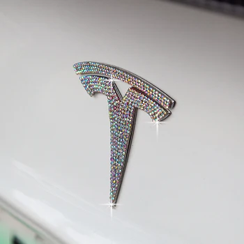 Auto Crystal Diamond Logo, Uzlīme Hub Center Pārsegs Stūres Apdare ar Grozijumiem Accessrories par Tesla Modelis 3 Modelis X S