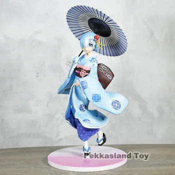 Rem rīcības modeli anime rotaļlieta attēlā Re:Dzīve citā pasaulē no nulles krāsotas kimono kolekcionējamu rotaļlietu skaitļi dāvanu